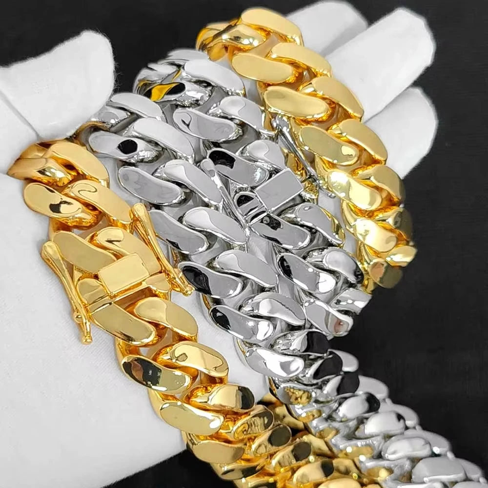 8k Gold-plated Cuban Miami Link Chain Necklaces