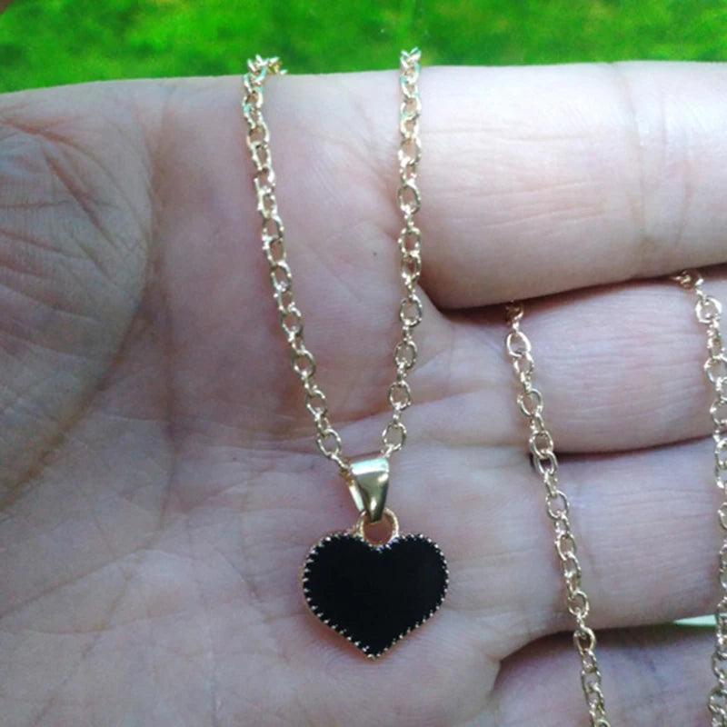 Golden Simple Chain Acrylic Heart Pendant Necklace