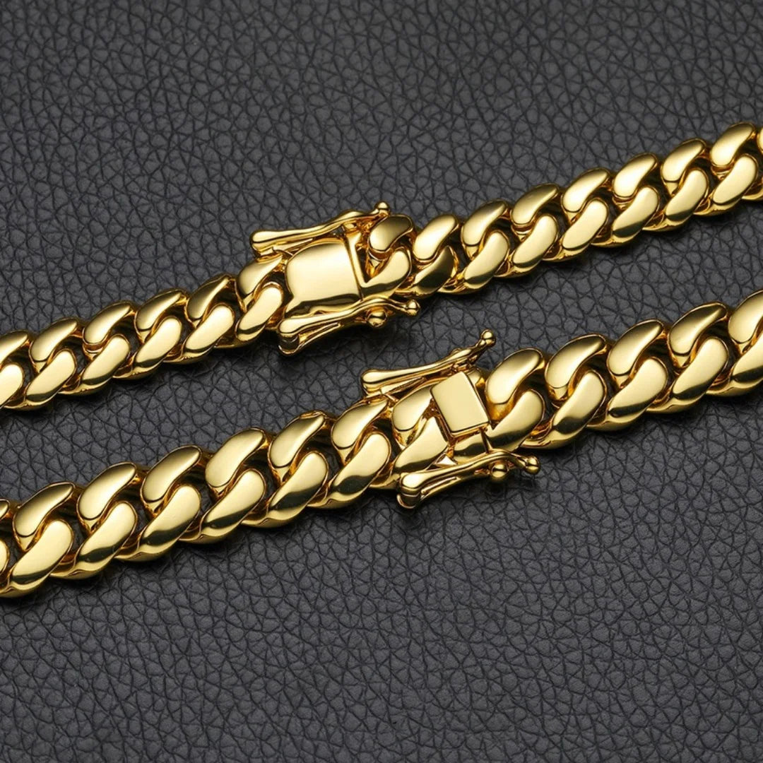 8k Gold-plated Cuban Miami Link Chain Necklaces