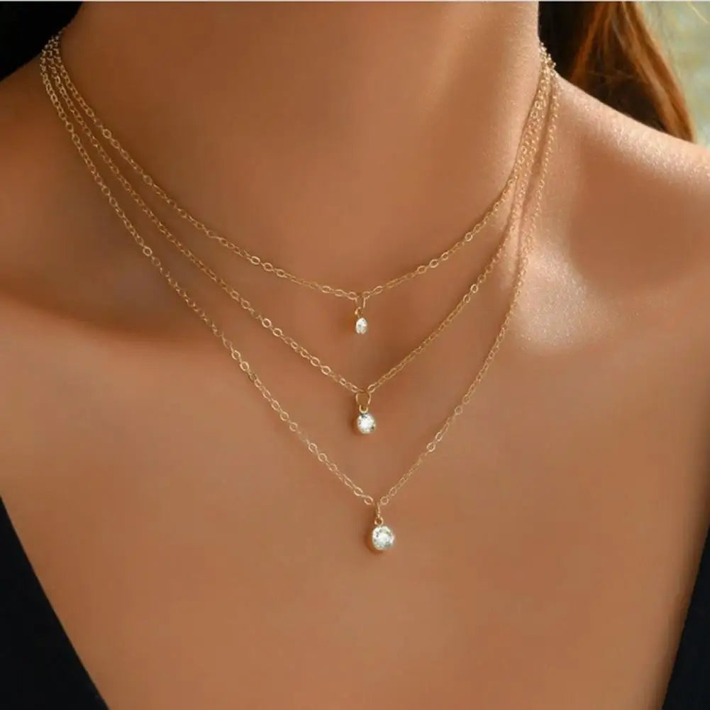 Adjustable Rhinestone Pendant Three Layers