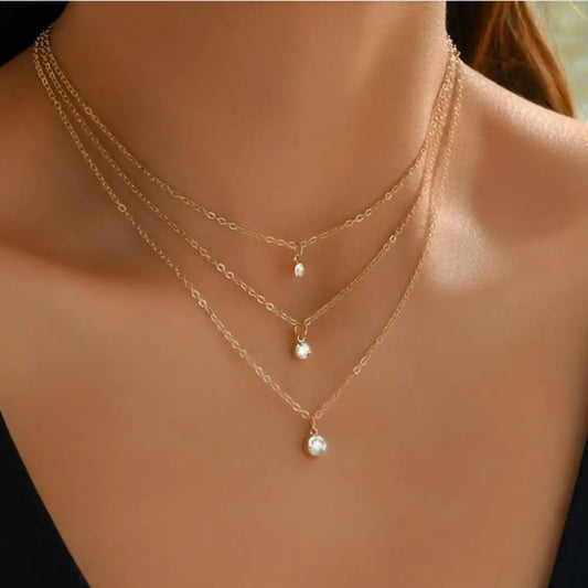 Adjustable Rhinestone Pendant Three Layers