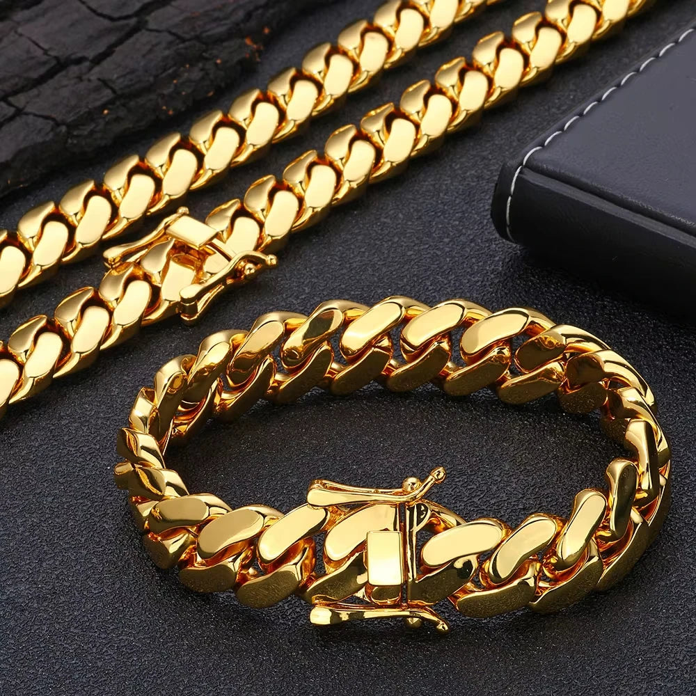 8k Gold-plated Cuban Miami Link Chain Necklaces