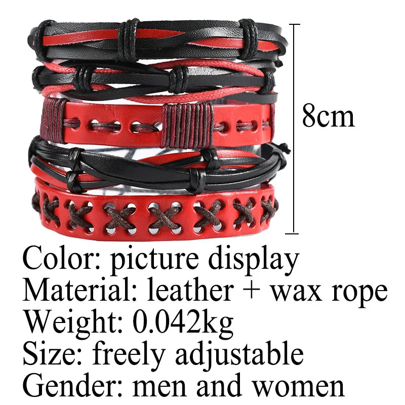 Adjustable Leather Set viking bracelet