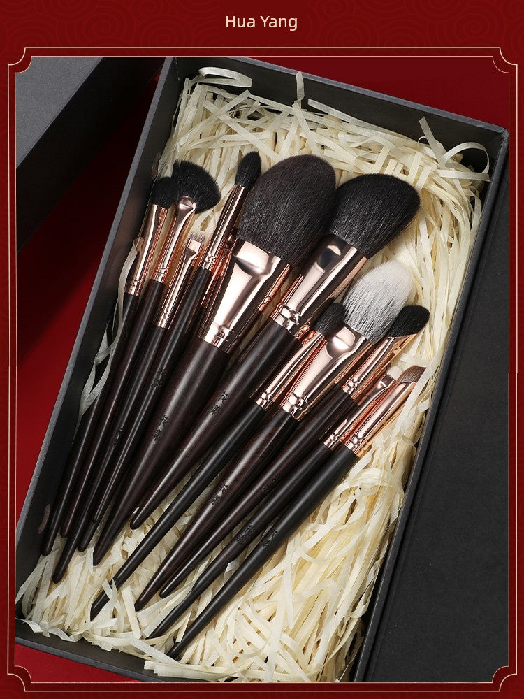 Ebony Rose 12 Makeup Brushes Suit Animal Fur Lady Texture