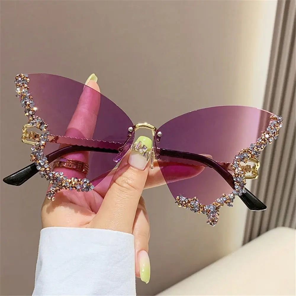 Luxury Butterfly Rimless Oversized Rhinestone Eyewear