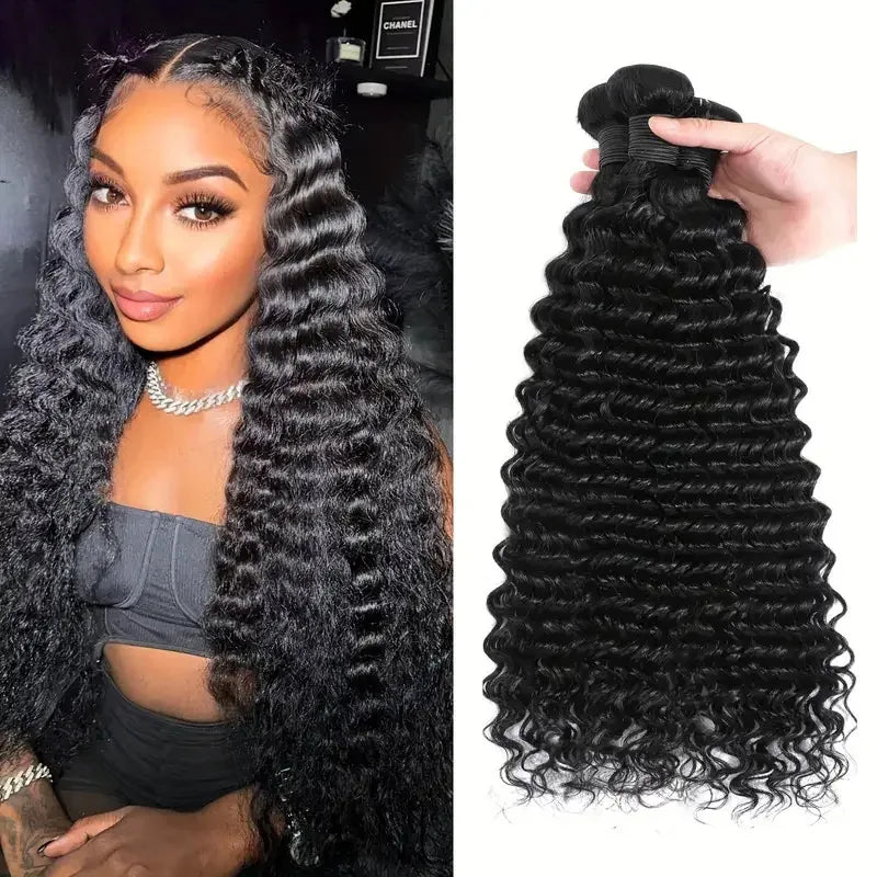 Brazilian 3 Bundles Virgin Deep Curly Human Hair