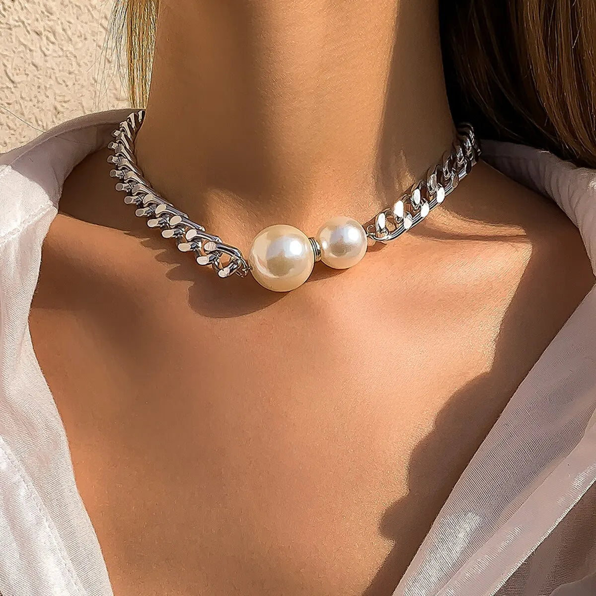 Imitation-Pearl Pendant Necklace