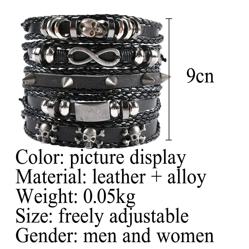 Adjustable Leather Set viking bracelet