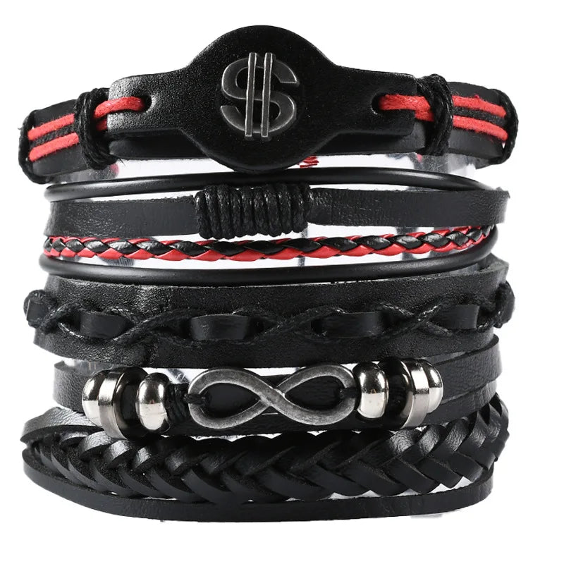 Adjustable Leather Set viking bracelet