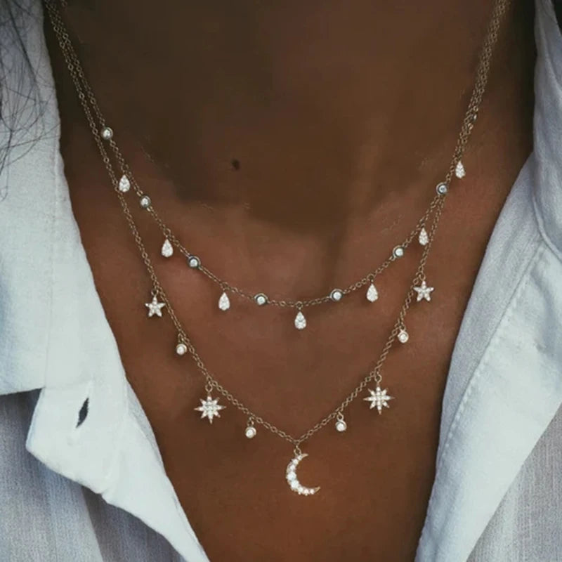 Multi-layer Crystal Pendant Necklace