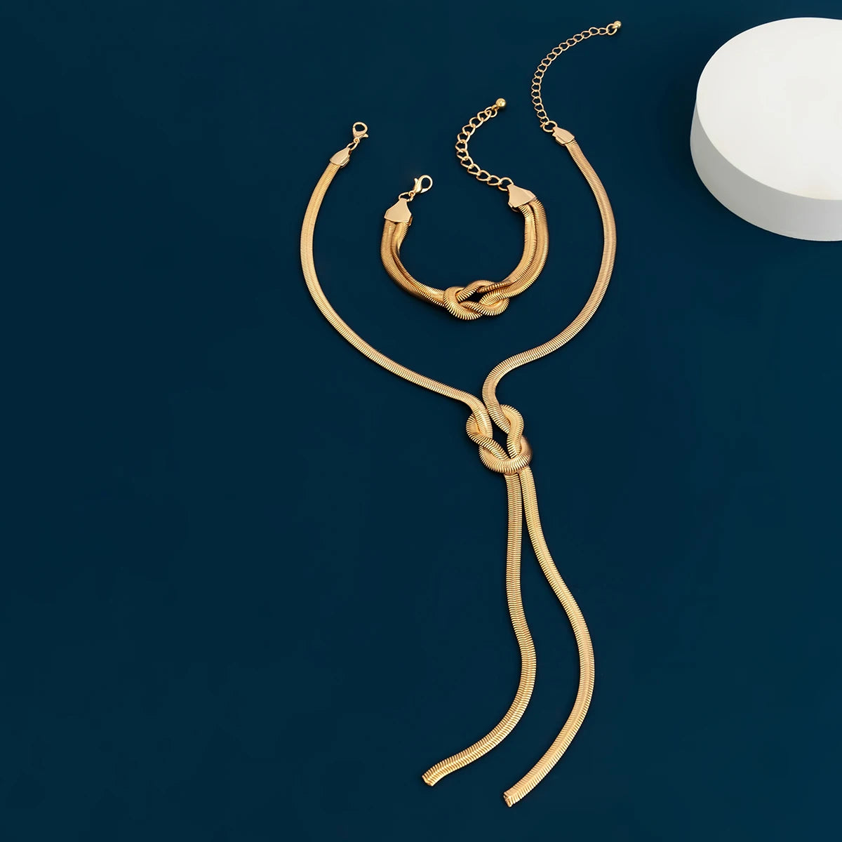 2Pcs/Set Smooth Long Snake Twisted Necklace