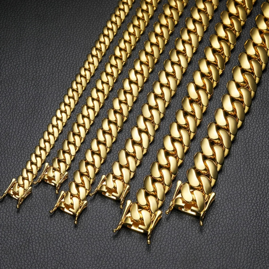8k Gold-plated Cuban Miami Link Chain Necklaces