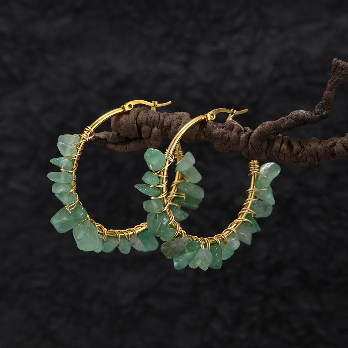 Creative Round Natural Stone/Turquoise Earrings