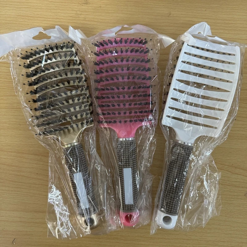 Nylon Bristle Scalp Massage Comb | Curly Detangler | Anti-Static Design