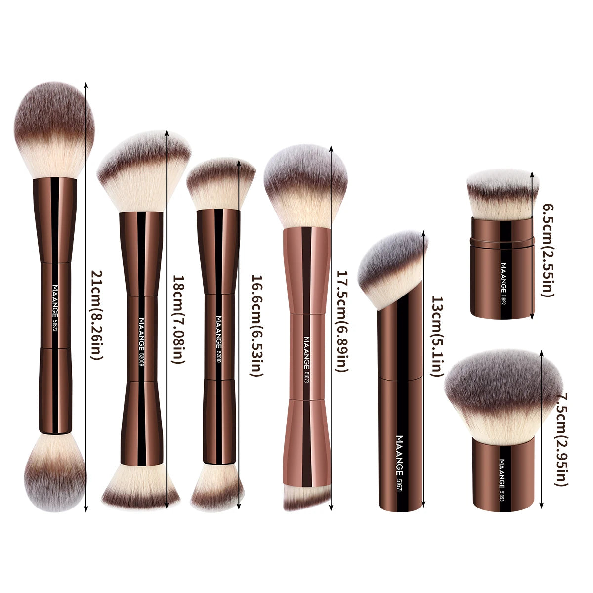 Double Head Foundation, Powder, Concealer, Blusher, Bronzer Makeup Brush- Soft Fiber