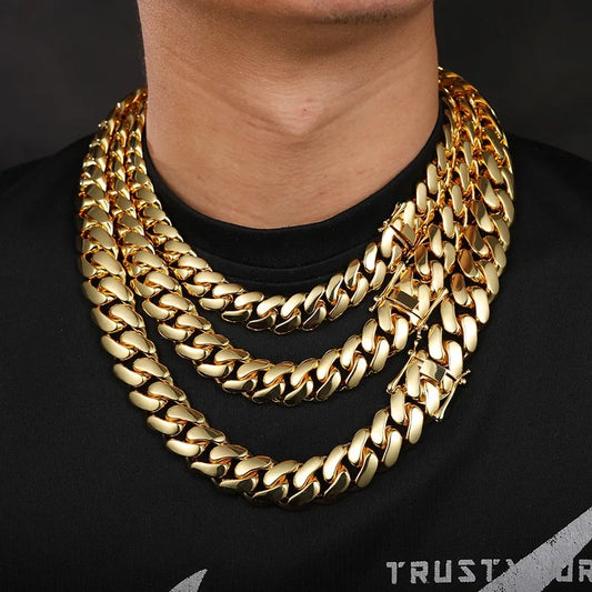 8k Gold-plated Cuban Miami Link Chain Necklaces