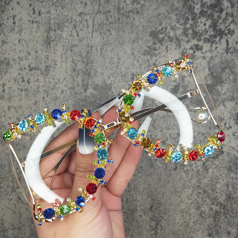 Oversized Cooling Pearl Sun Glasses