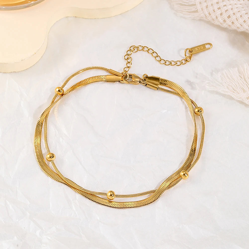 Gold Double-Layer Anklets