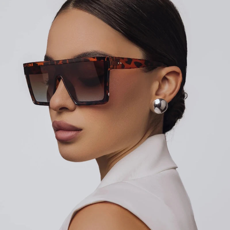 Oversized Flattop Square Sunglasses