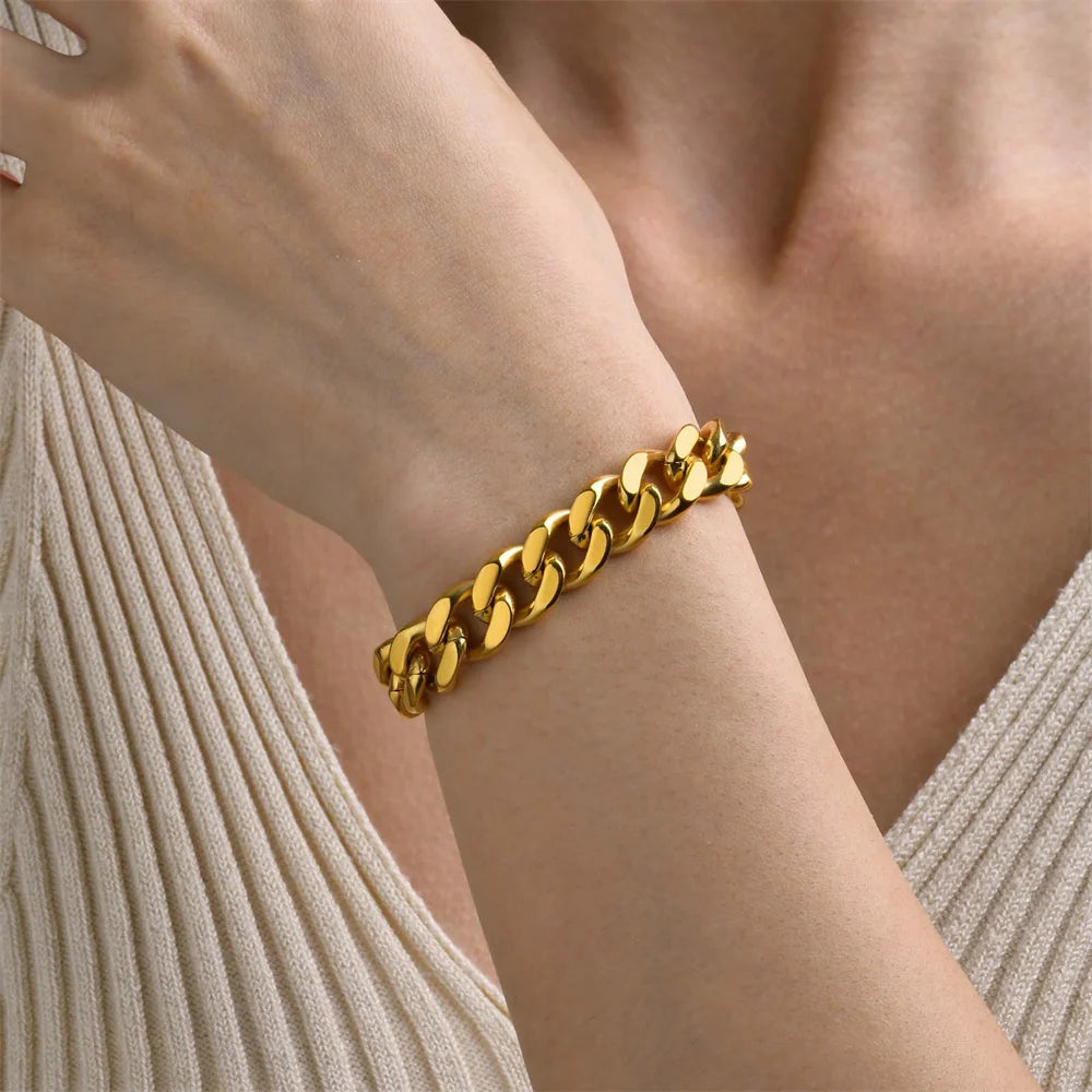 Cuban Link Gold / Silver Color Jewelry Gift