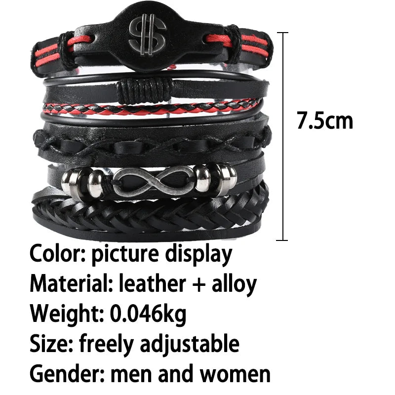 Adjustable Leather Set viking bracelet