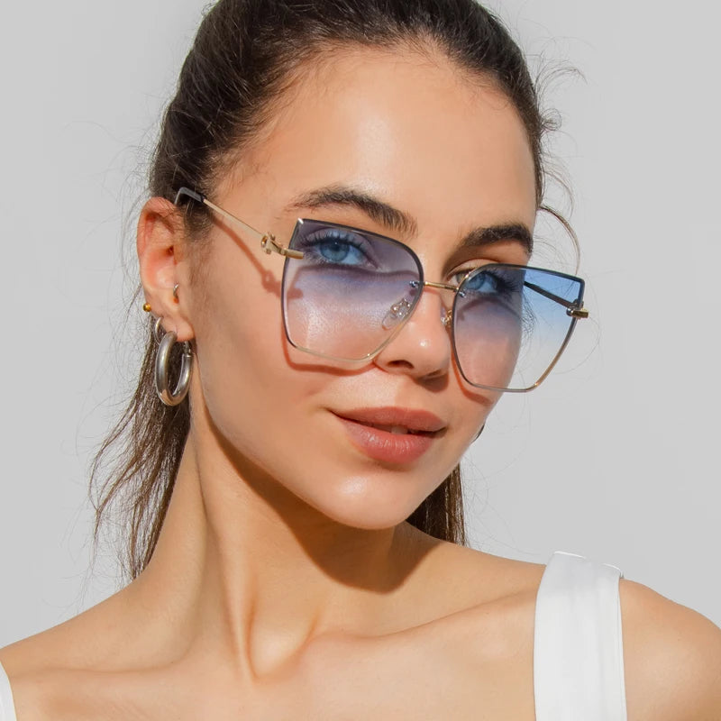 Cat Eye Rimless Gradient Sunglasses Shade