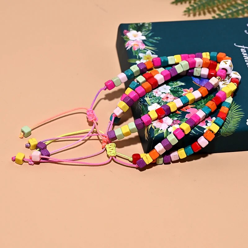 Colorful Initial Anklet Bracelet On The Leg