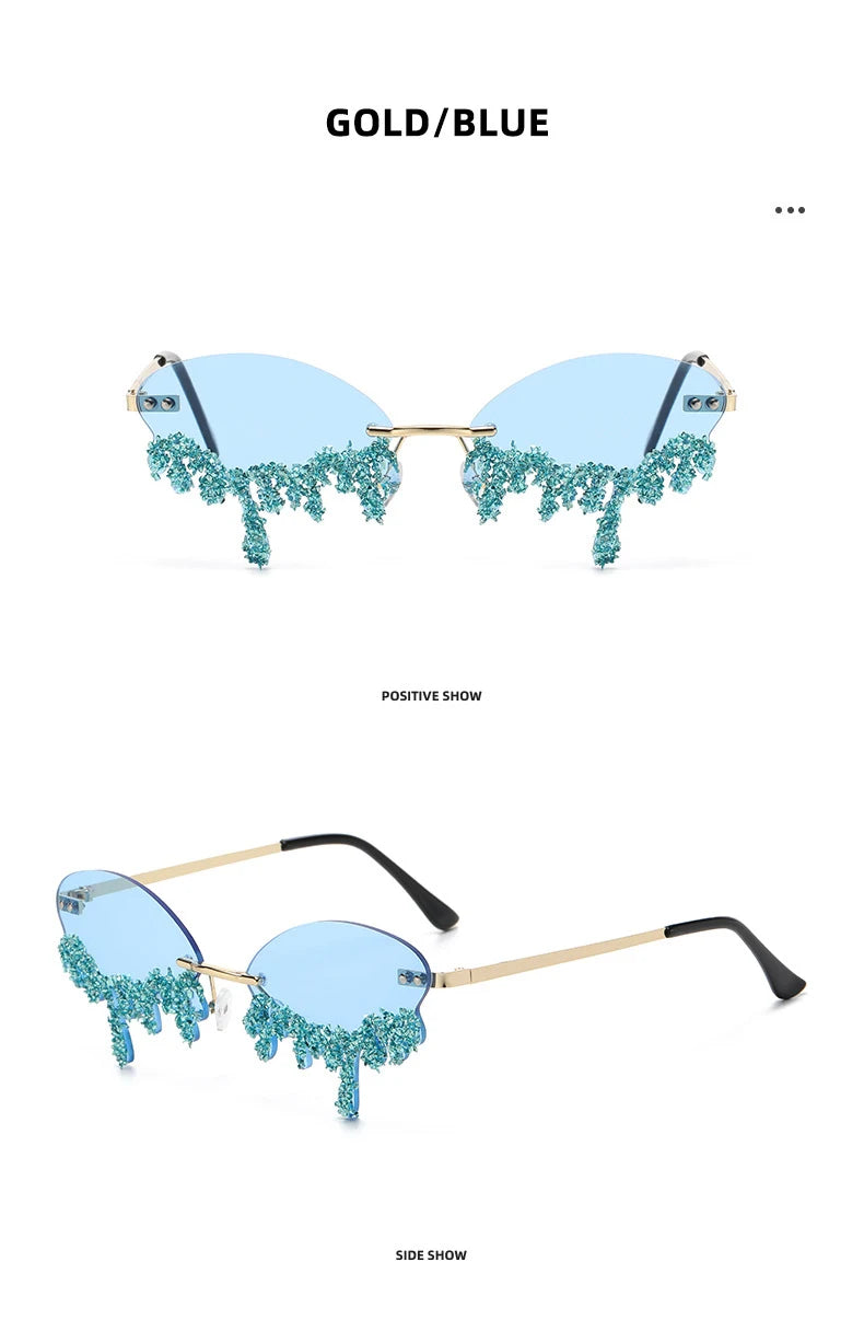 Diamond Rimless Rhinestone Tear Shaped
