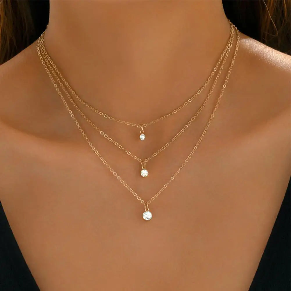 Adjustable Rhinestone Pendant Three Layers