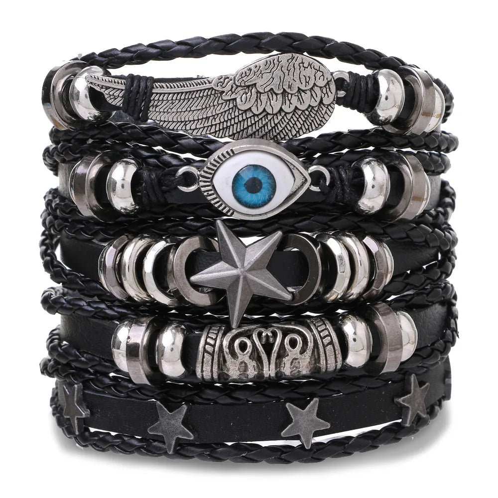 Adjustable Leather Set viking bracelet