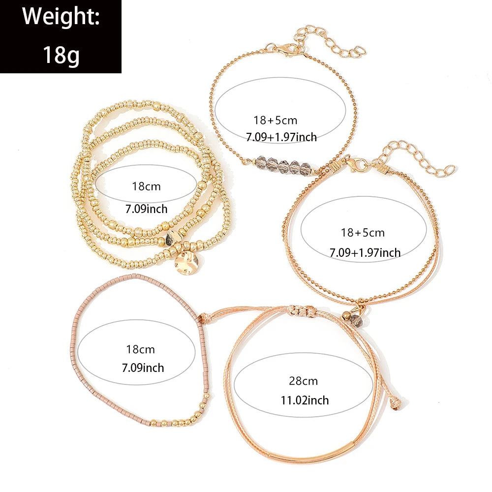7Pcs/Set Bohemian Style Heart Beads Bracelet