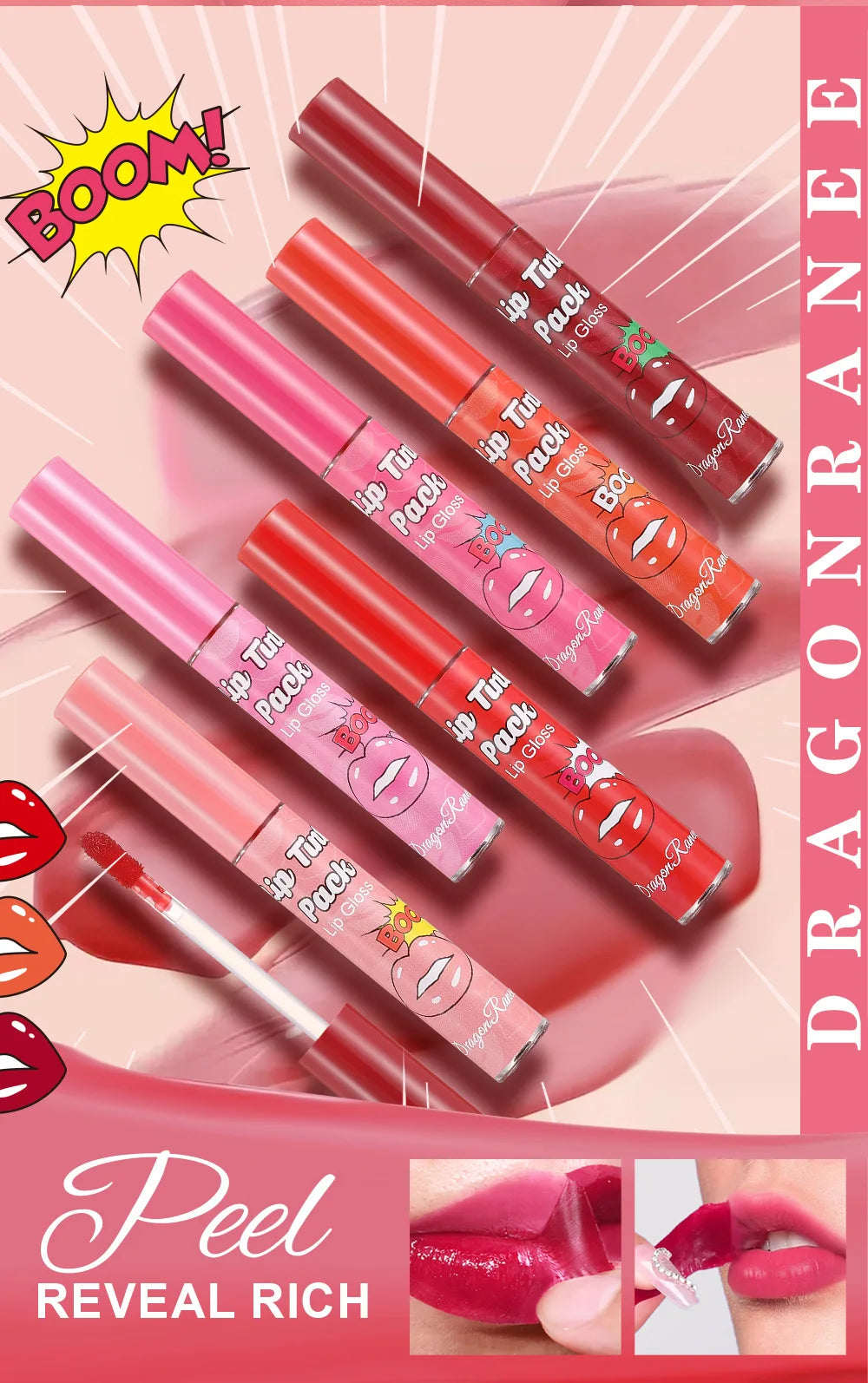 Peel Off Rose Red Lip gloss - Waterproof
