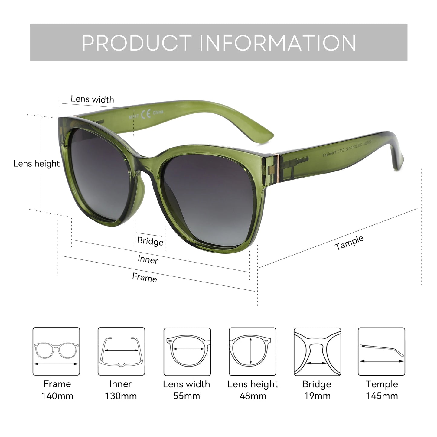 Polarized UV400 Cat Eye Sunglasses
