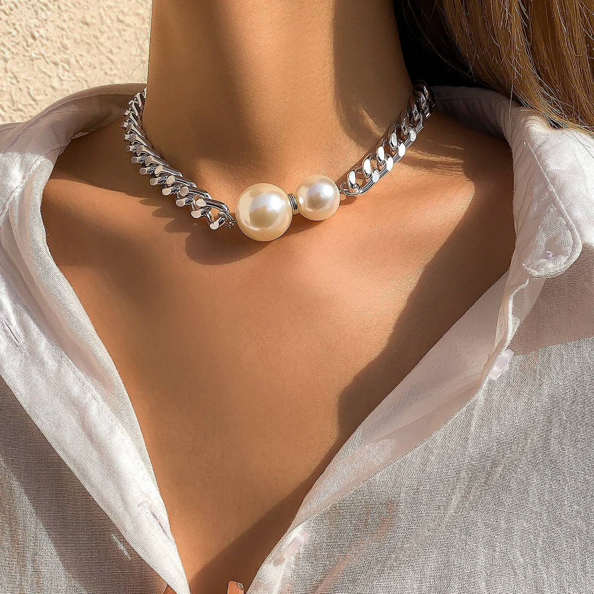 Imitation-Pearl Pendant Necklace