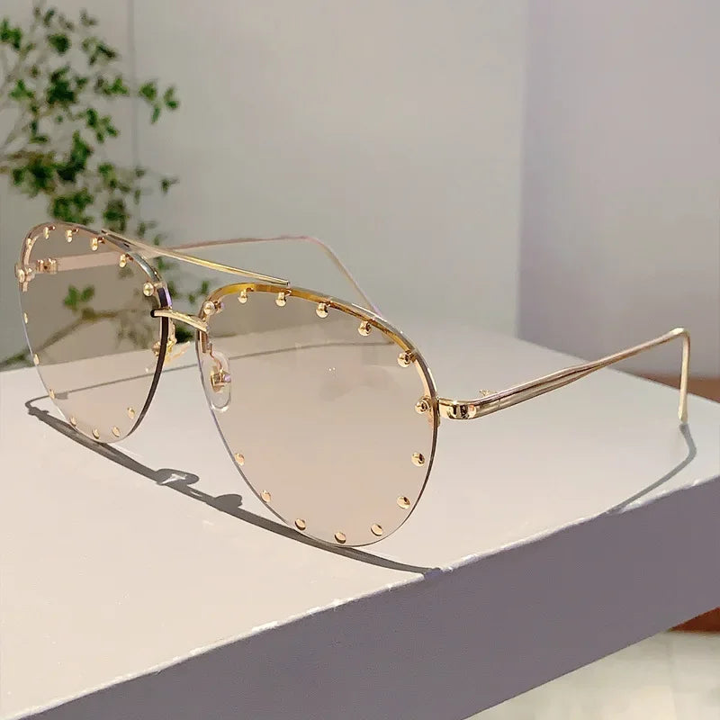 Rimless Luxury Colored Sunglasses - UV400