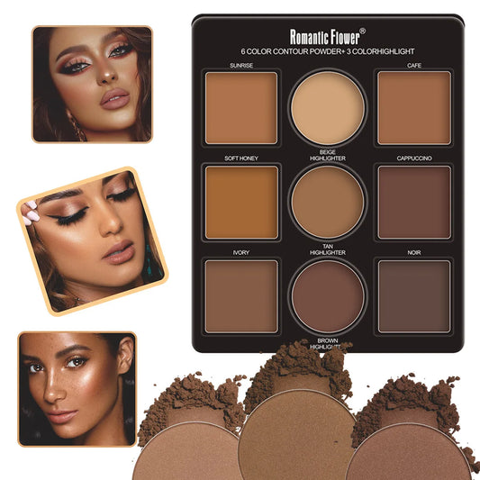 9 Colors Makeup Palette Kit | 6 Color Contour | And 3 Color Highlight Waterproof
