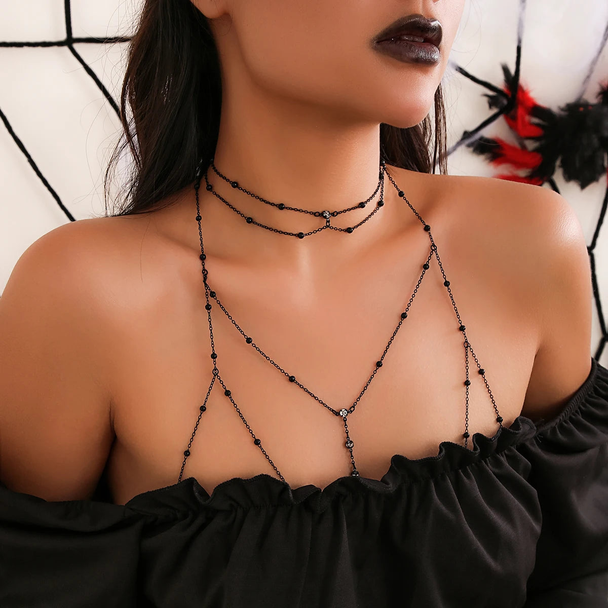 Cross Chest Bra Waist Belly Chain Necklace