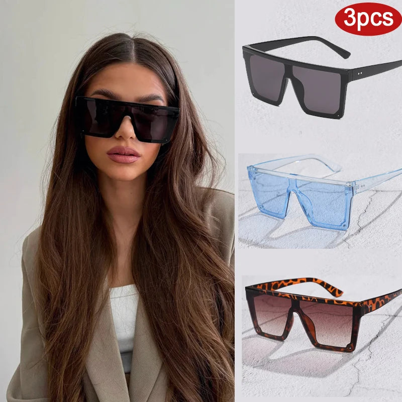 Oversized Flattop Square Sunglasses