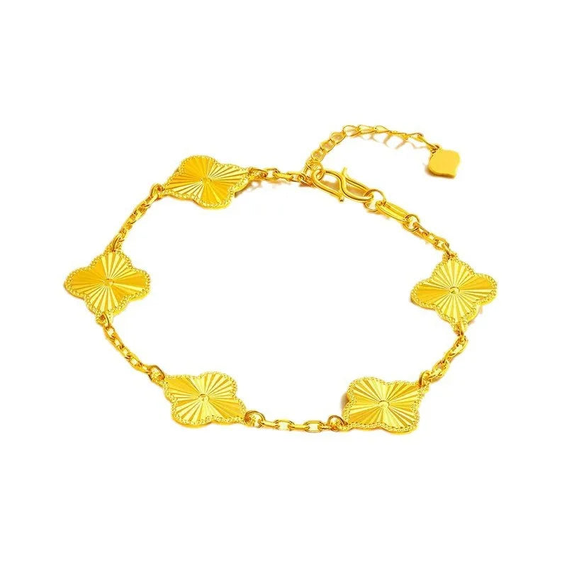 Luxury 24K 9999 Pure Gold Lucky Grass Bracelet