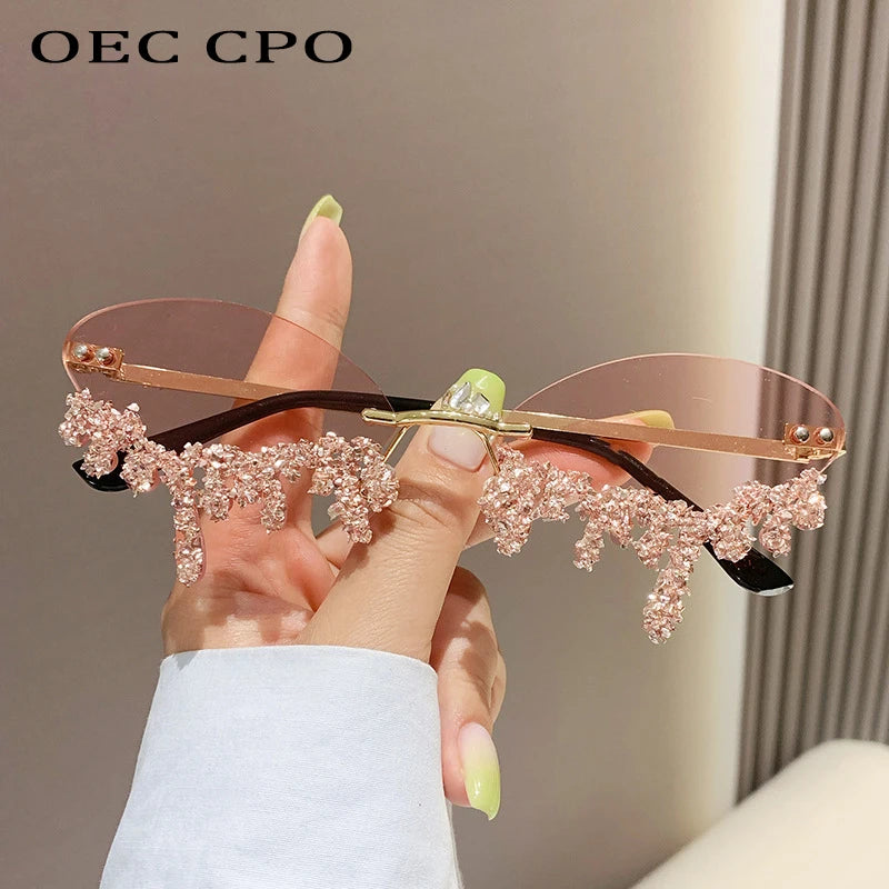 Diamond Rimless Rhinestone Tear Shaped
