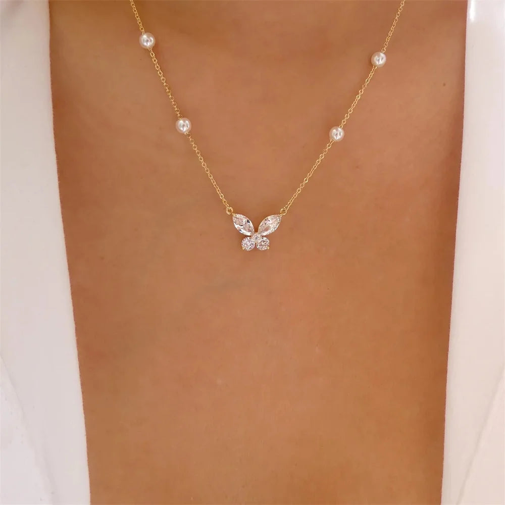 Pendant Pearl Necklace Gold Color Multi-layer