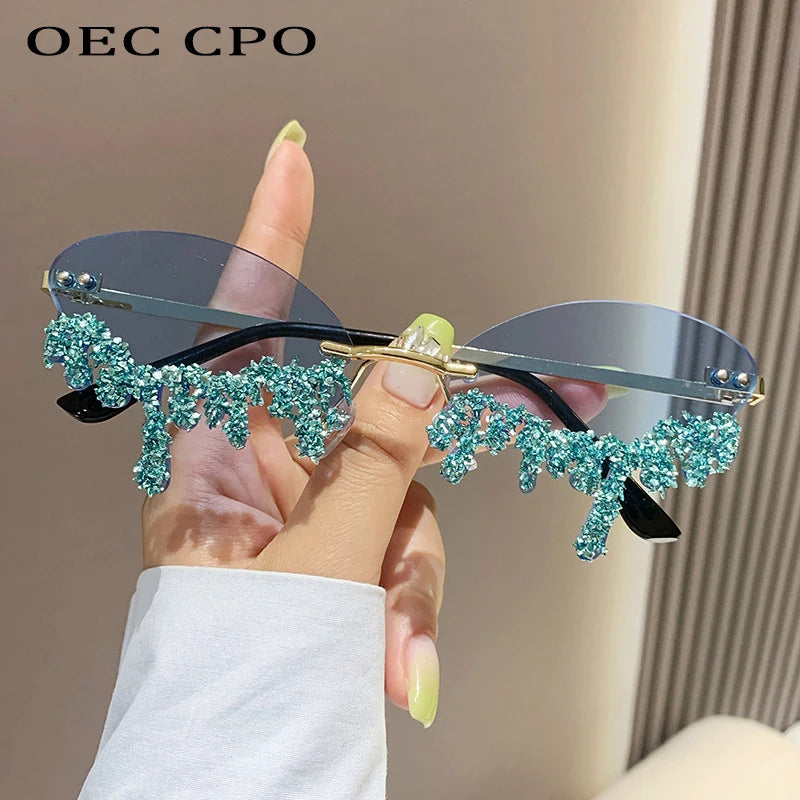 Diamond Rimless Rhinestone Tear Shaped
