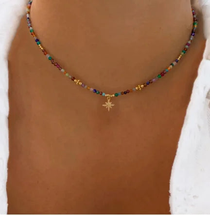 Tourmaline Natural Pearl Charm Gold-Colored Necklace