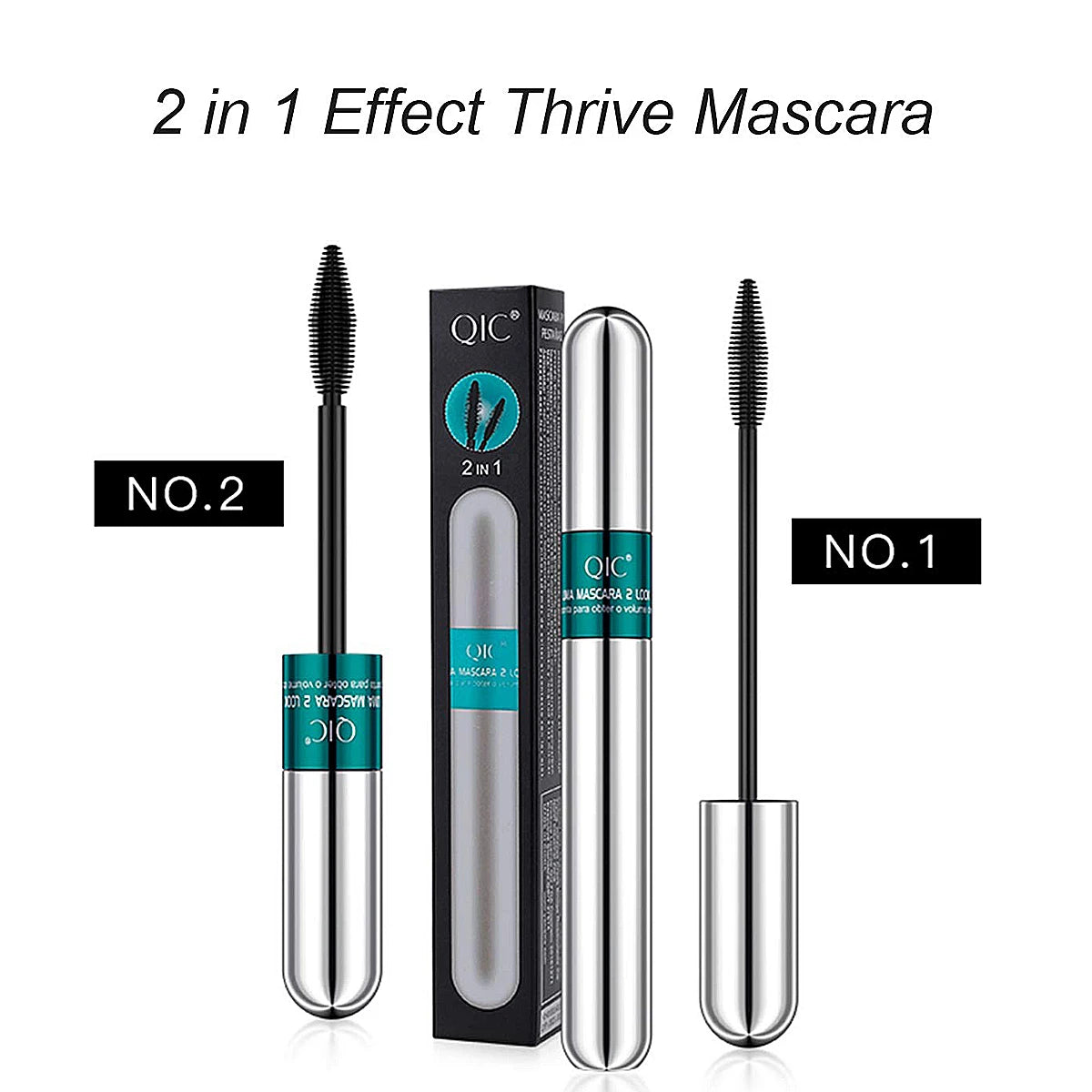 Double In-one Mascara Silk Fiber Waterproof | Thick Lengthening Eye Lashes