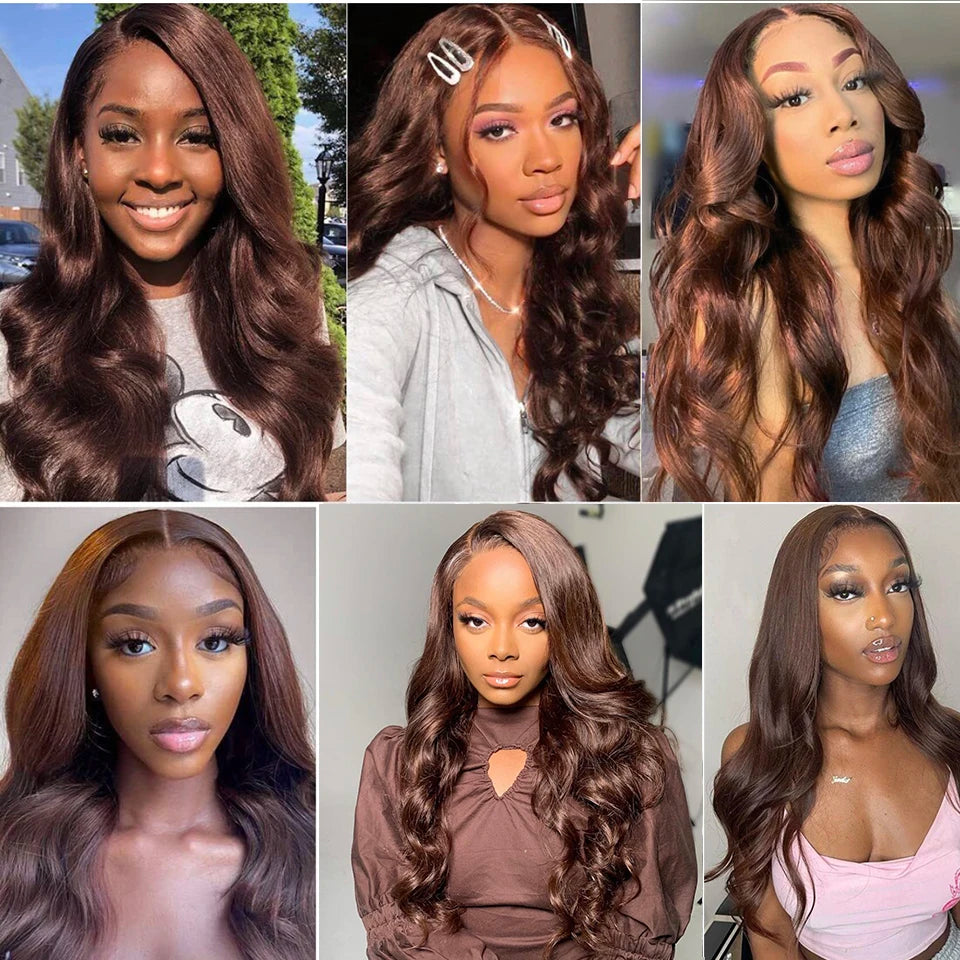 Chocolate Brown 13x6 HD Lace Frontal Wig Human Hair Wigs 4x4