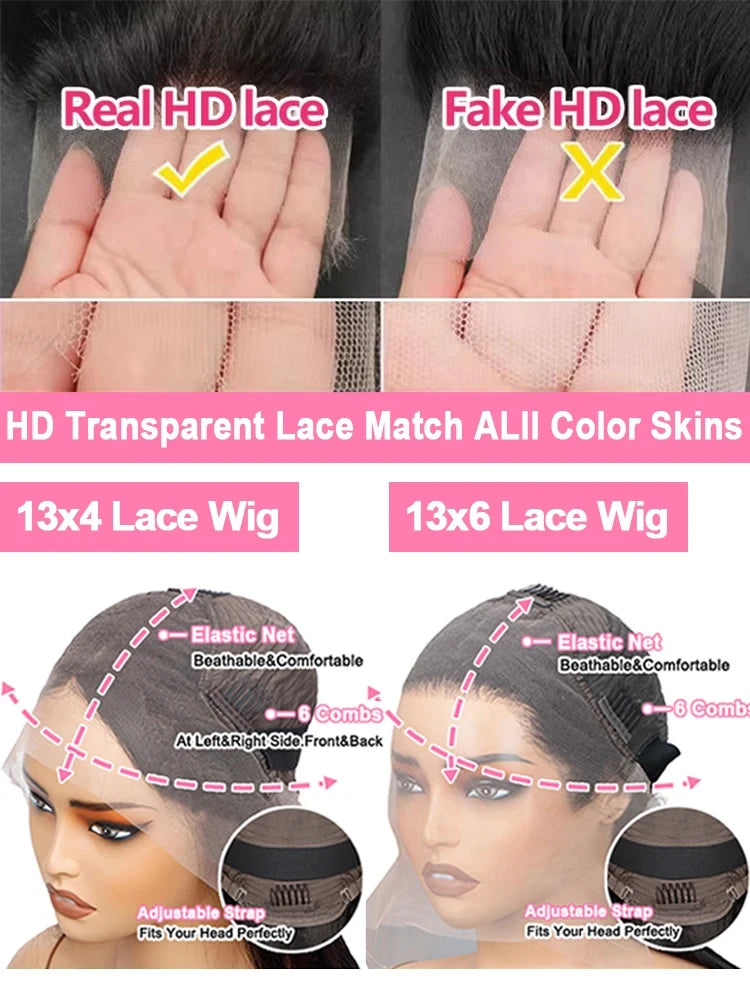 13x6 Lace Front Human Hair Wigs | Brazilian Remy  40 Inch HD 250%