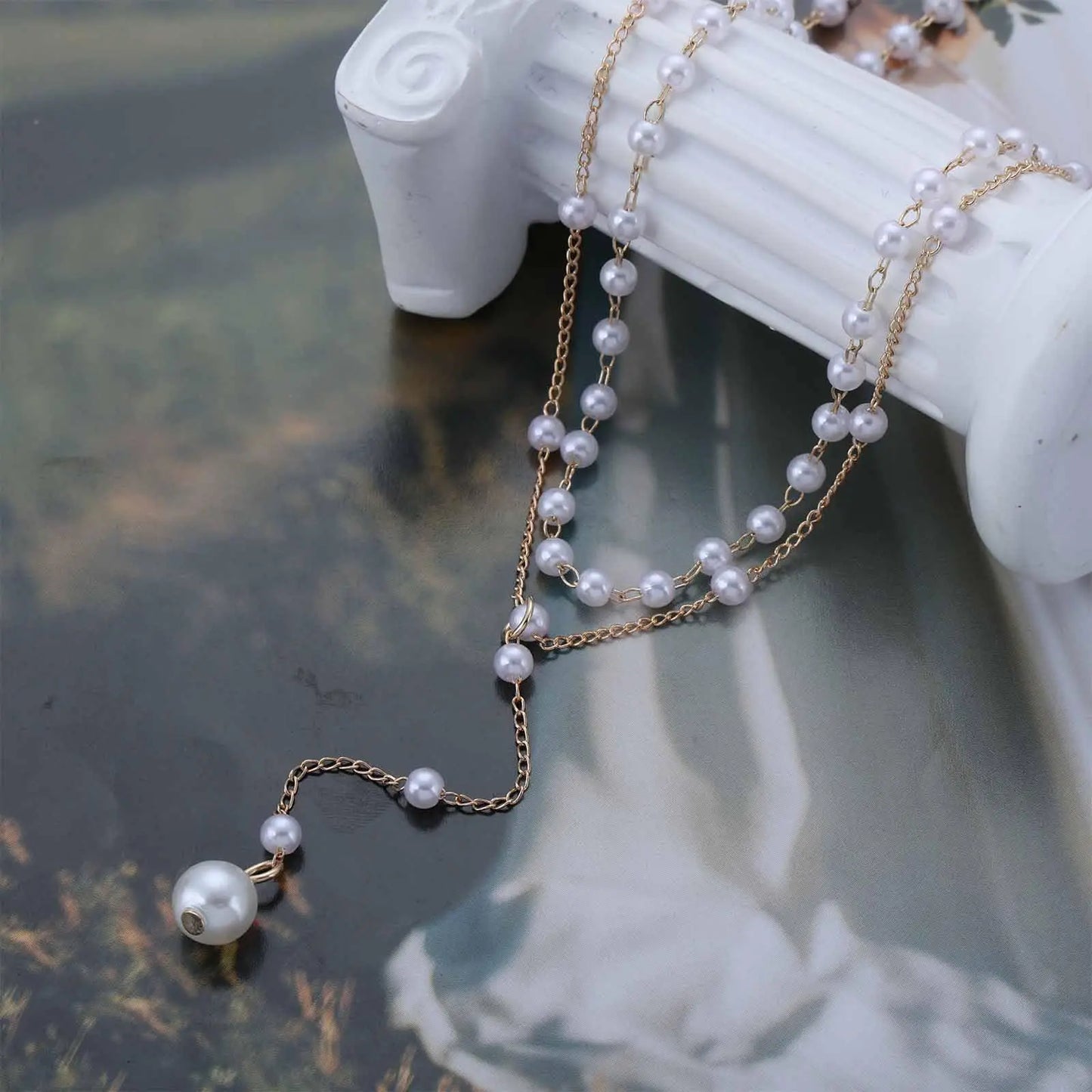Vintage Pearl Y Lariat Necklace