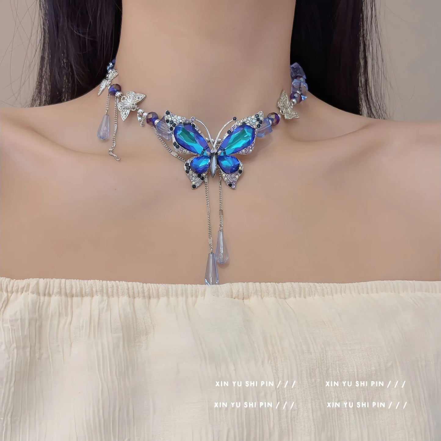 Butterfly Tassel Beaded Necklace