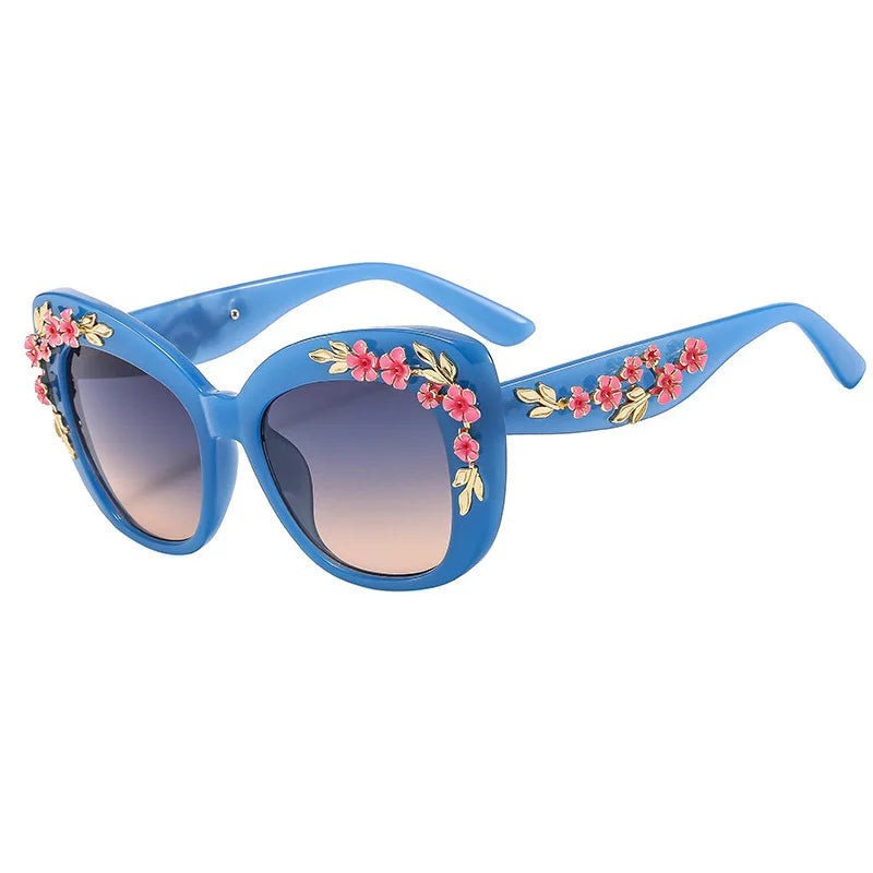 Rose Flower Cat Eye Queen Oversize Sunglasses