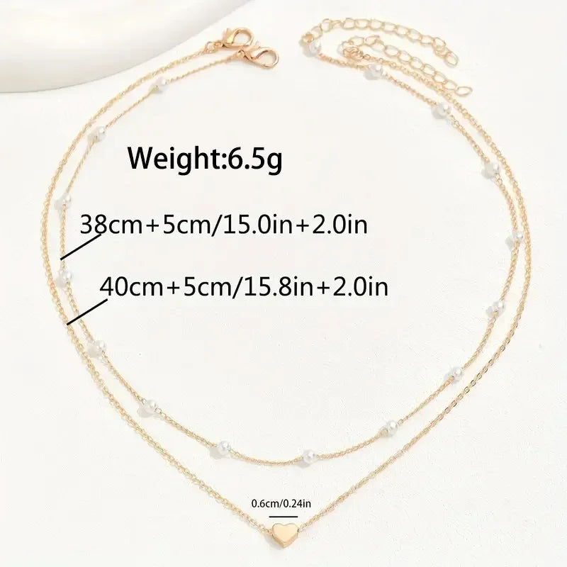 Heart Pendant Pearl Gold